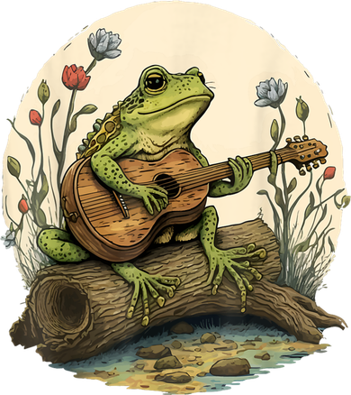 Cottagecore Aesthetic Frog Playing Banjo On Mushroom Tote Bag