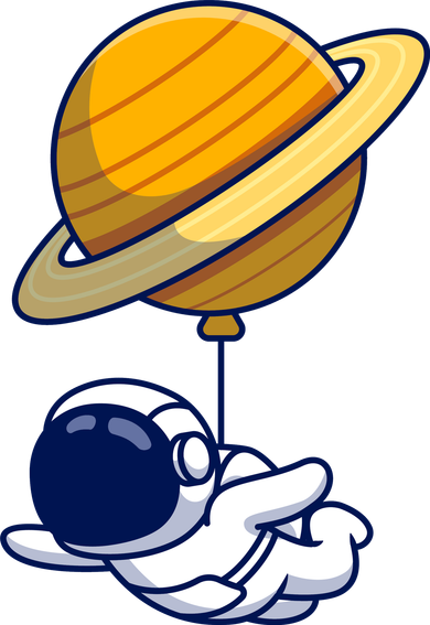Cute Astronaut Floating On With Saturn Balloon Women's Tank Top
