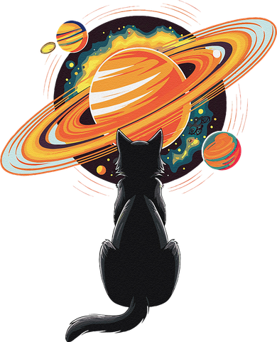 Cat And Planets Cosmic Universe Design Tote Bag