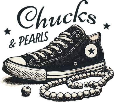 Chucks And Pearls IM With Her Kamala 2024 Retro Vintage Coaster