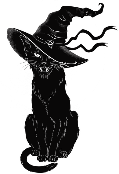 Vintage Scary Halloween Black Cat Moon Witch Kids Long Sleeve Shirt