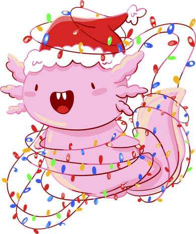 Cute Axolotl Tangled In Christmas Lights Santa Hat Tank Top