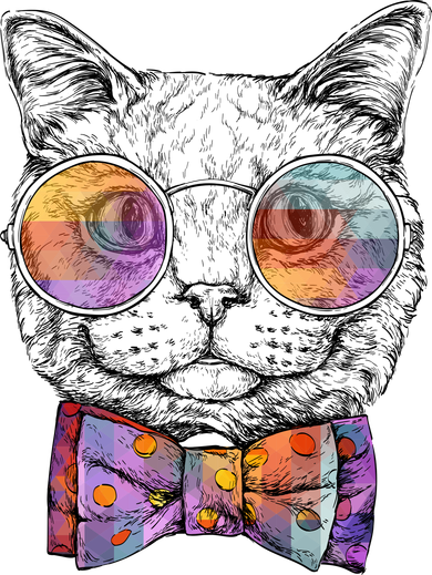 Nerd Cat With Glasses and Bow Tie Kids T-Shirt