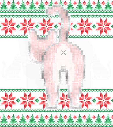 Cat Butt Ugly Christmas Sweater Design Women's Long Sleeve Shirt