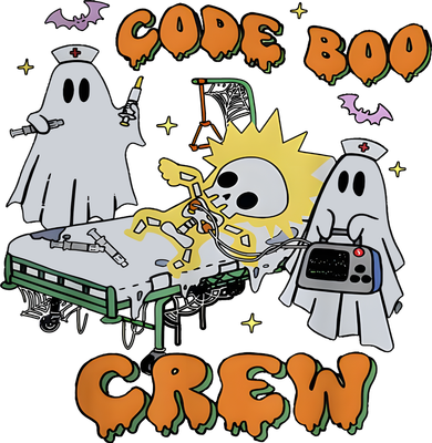 Code Boo Crew Funny Ghost Nurse Halloween Apron