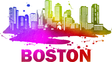 Colorful Boston Cityscape Boston Massachusetts Skyline Bucket Hat