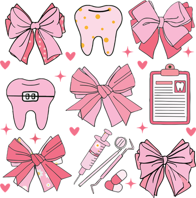 Coquette Bow Cute Teeth Dentist Squad Dental Assistant Doddie Hoodie