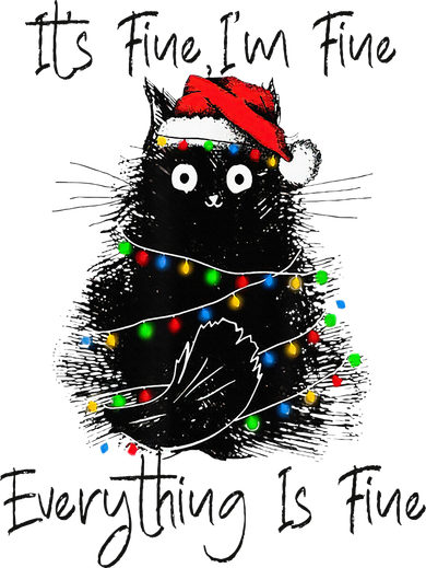 Christmas Black Cat It's Fine I'm Fine Everything Is Fine Kids Sweatshirt