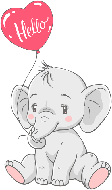 Cute Baby Elephant With Balloon Long Sleeve Shirt