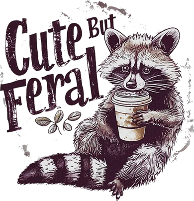 Cute But Feral Funny Raccoon Bucket Hat