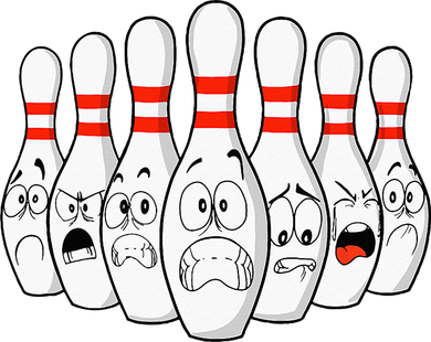Cartoon Bowling Funny Scared Bowling Pins Women's Sweatshirt