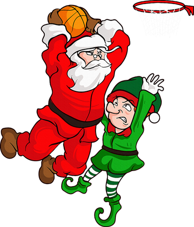 Christmas Basketball Santa Claus Slam Dunk Elf Women's Long Sleeve Shirt