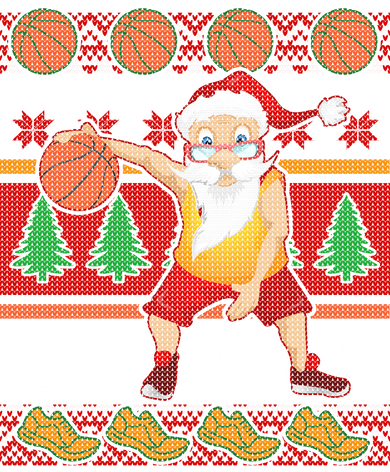Santa Dribbling A Basketball Ugly Christmas Button