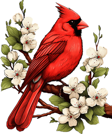 Cute Cottagecore Aesthetic Northern Cardinal Bird Flowers Women's Sweatshirt