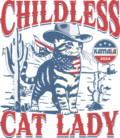 Cowboy Cat Childless Cat Lady For Kamala Election Voting Button