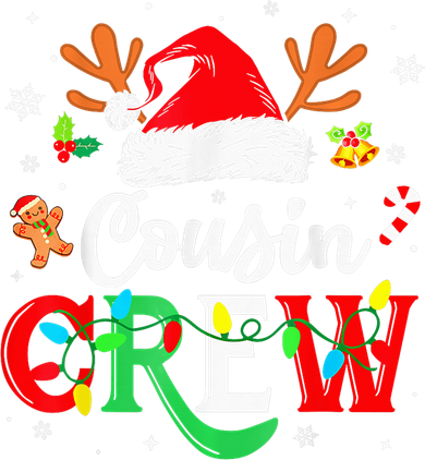 Christmas Cousin Crew Reindeer Santa Hat Lights Kid Teens Tank Top