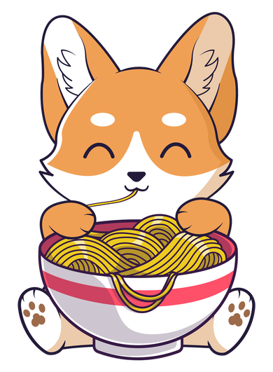 Chibi Cute Corgi Ramen Noodles Mousepad