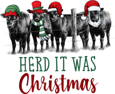 Cute Christmas Cows Herd It Was Christmas Funny Cow Shirt Toddler Hoodie