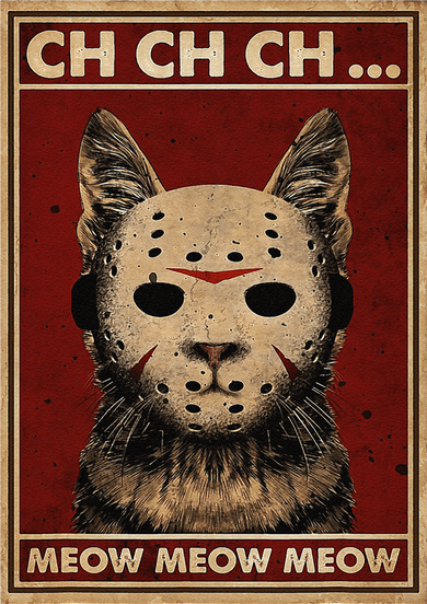 Ch Ch Ch Meow Meow Scary Halloween Cat Horror Slasher Movie Hat