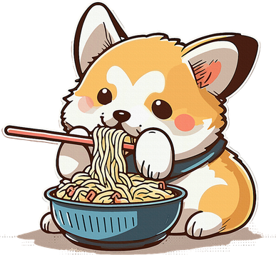Chubby Corgi Dog Anime Eating Ramen Cute Coaster