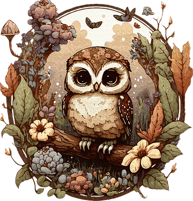 Cute Cottagecore Floral Owl Aesthetic Graphic Toddler T-Shirt