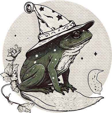 Cute Cottagecore Frog Wizard Hat Aesthetic Dark Moon Button