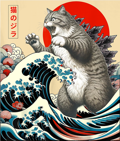 Catzilla Cat Japanese Art Funny Cat Gifts For Women Women's Hoodie
