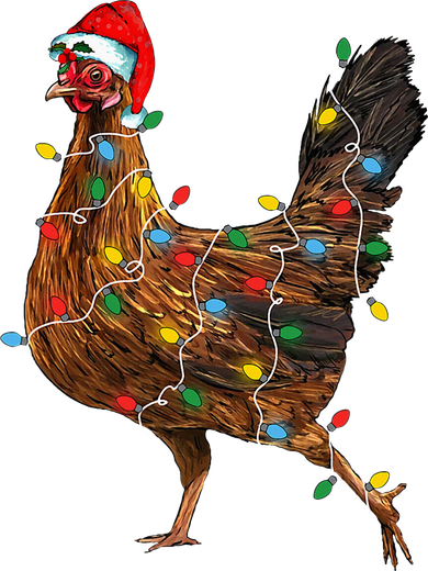 Chicken Christmas Lights Santa Hat Funny Chicken Lover Xmas Women's T-Shirt