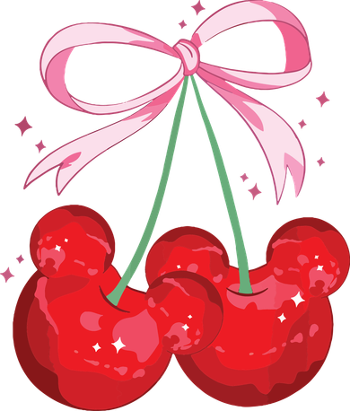 Coquette Cherry Mouse Ears Bow Princess Theme Park Button