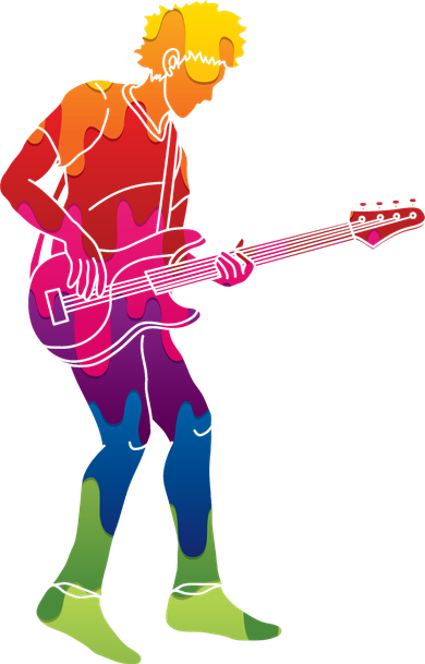 Cool Colorful Music Guitar Guy Kids Long Sleeve Shirt