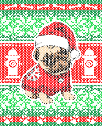 Christmas Cute Pug Ugly Sweater Toddler Long Sleeve