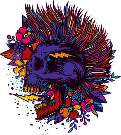 Cool Colorful Punk Mohawk Skull Women's Sweatshirt