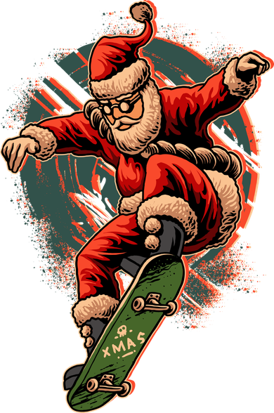 Cool Christmas Skateboarding Santa Claus Baby Bodysuit
