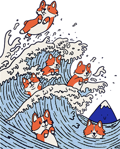 Cute Corgi Wave  Surfing Dogs  Women's Dry Zone Grid Polo