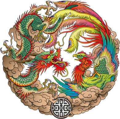 Chinese Dragon and Phoenix Yin Yang Women's Hoodie