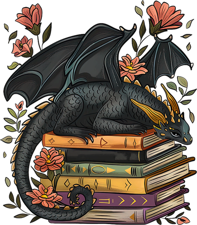 Cute Dragon Books Cottagecore Flower Bookworm Book Lover Women's Hoodie