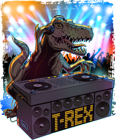 Cool DJ Dance Party TRex Dinosaur Women's Sweatshirt