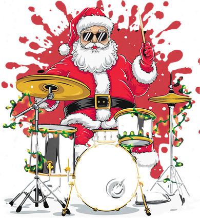 Christmas Drummer Funny Santa Claus On Drums For Music Lover Kids T-Shirt
