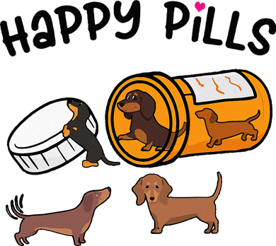 Cute Dachshund Happy Pills Funny Weiner Dog Mom Dad Lover Baby Bodysuit