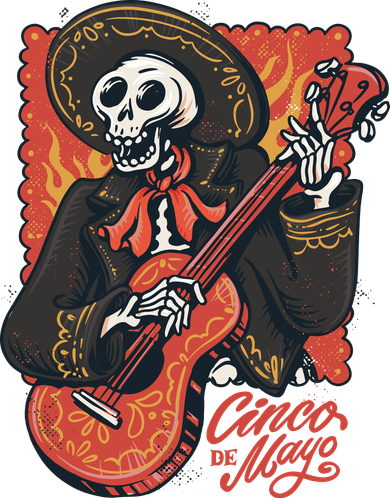 Cinco De Mayo Skeleton Guitar Hat