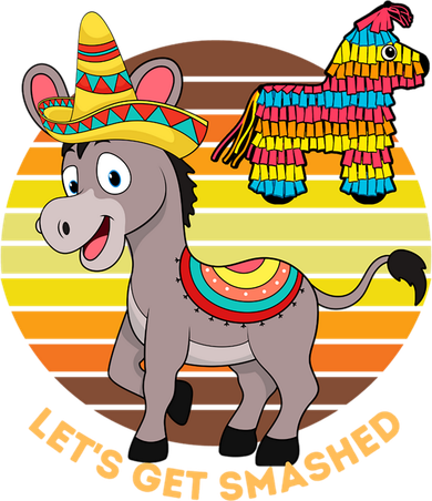 Cinco De Mayo Donkey Sombrero Wearing Burro Lets Get Smashed Gift Mousepad