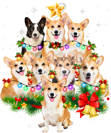 Corgi Dog Pembroke Welsh Corgi Christmas Dog Tree Lights Pajamas Kids Sweatshirt