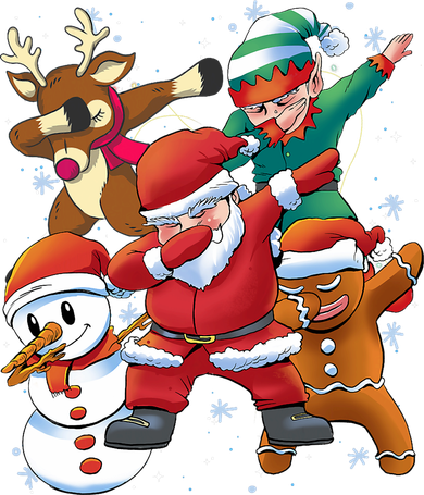 Christmas Dabbing Santa Elf Deer Gingerbread Man & Snowman Doggie Tank