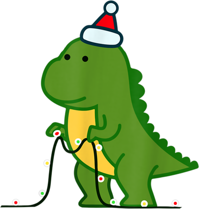 Christmas Dinosaur Tree Rex Putting Up String Lights Vintage Pajama Set