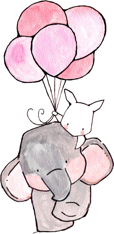 Cute Elephant Balloons Birthday Gift Baby Bodysuit