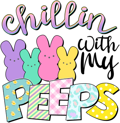 Cute Easter Chillin With My Peeps Candy Bunnies Button