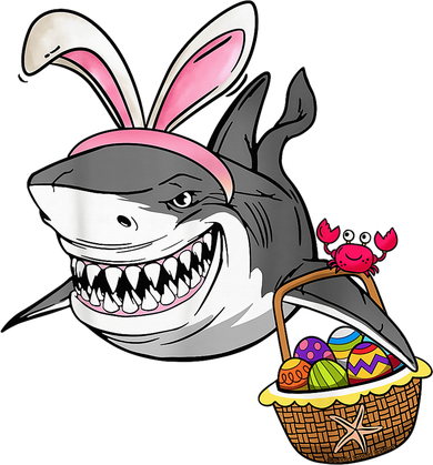 Cool Easter Shark Easter Basket Bunny Ears Happy Easter Coaster