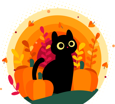 Cute Fall Autumn Lover Black Cat And Pumpkins Kids T-Shirt