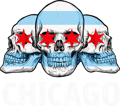 Chicago for Chicago Flag Artwork with Skulls Hoodie