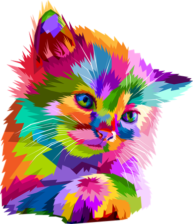 Colorful Atyle Cat Head Pop  Pajama Set